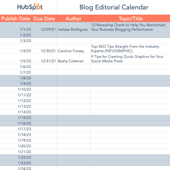 Free Editorial Calendar Templates [Download Now]